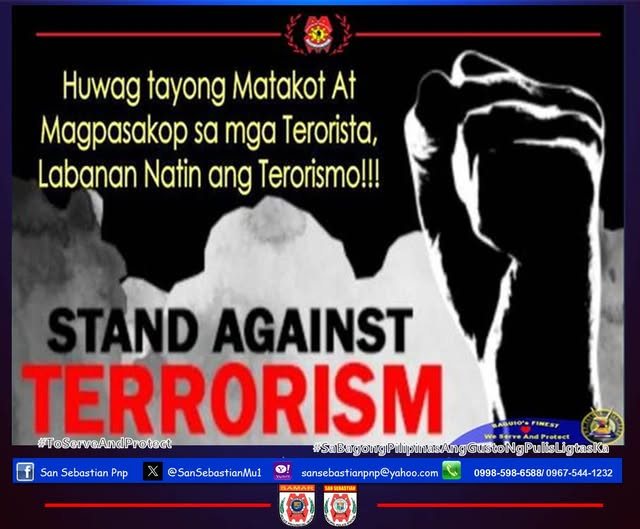 SanSebastianMu1's tweet photo. LABANAN NATIN ANG TERORISMO!
#SaBagongPilipinasAngGustongPulisLigtasKa
#ToServeandProtect https://t.co/mzekkvESAL