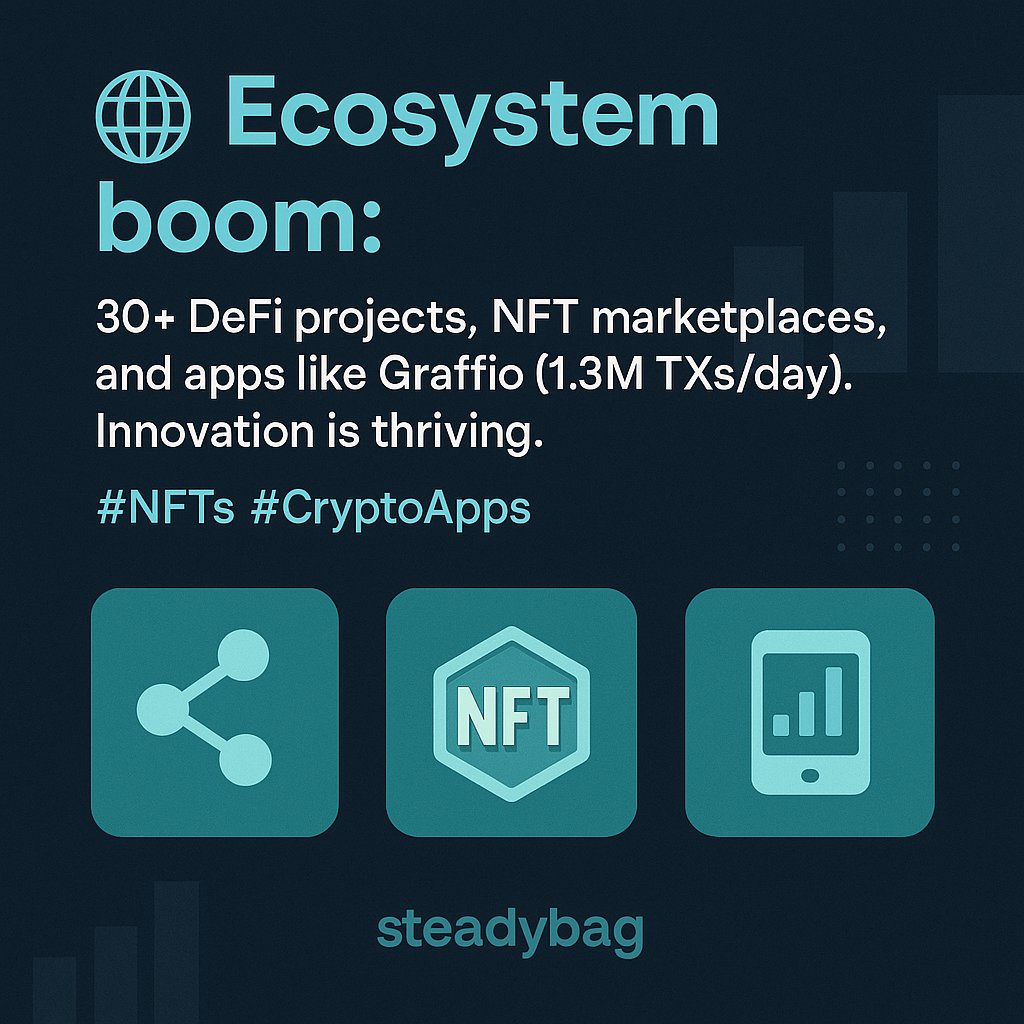 Steadyfit1's tweet image. -🌐 Ecosystem boom: 30+ DeFi projects, NFT marketplaces, and apps like Graffio (1.3M TXs/day). Innovation is thriving. #NFTs #CryptoApps
@aptos @KaitoAI yap value