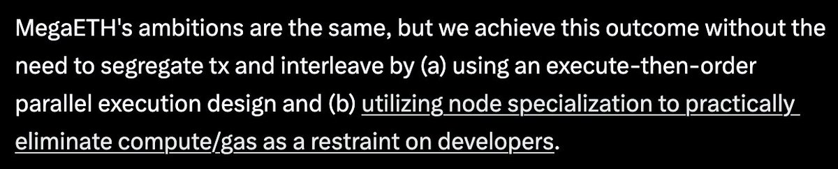 I'm wondering what would be <a href="/megaeth_labs/">MegaETH</a> motivation and benefits of choosing an "execute-then-order" design?
Since order determines execution outcomes this would allow to stream the order of tx even before (speculative parallel) execution is finished. An order could be