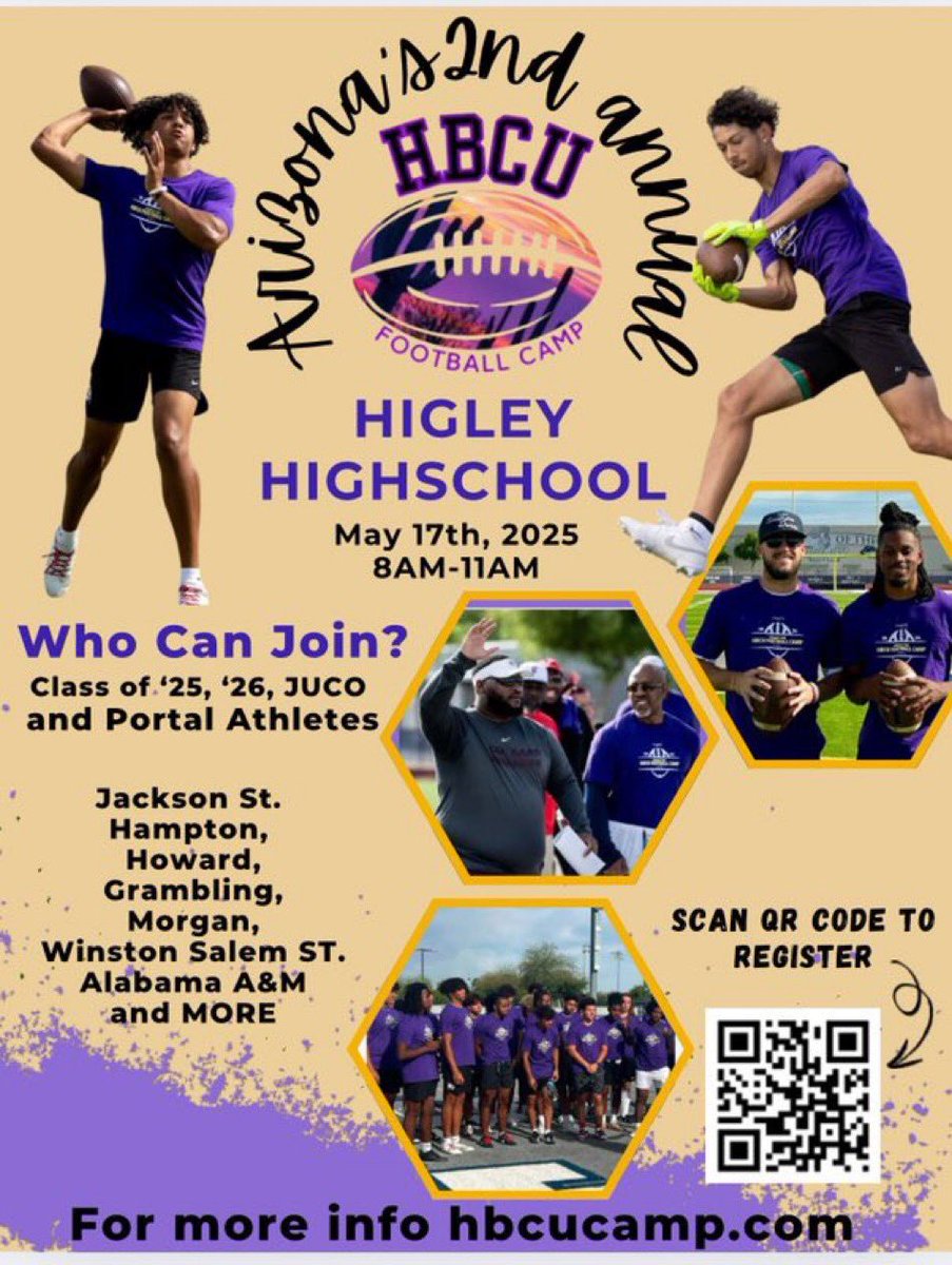 Clayton Neal (@claytonneal36) on Twitter photo I will be attending <a href="/AZ_HBCUFBCAMP/">AZ HBCU FB CAMP</a> this weekend at Higley High school can’t wait to compete 🟣⚫️ I will be attending <a href="/AZ_HBCUFBCAMP/">AZ HBCU FB CAMP</a> this weekend at Higley High school can’t wait to compete 🟣⚫️