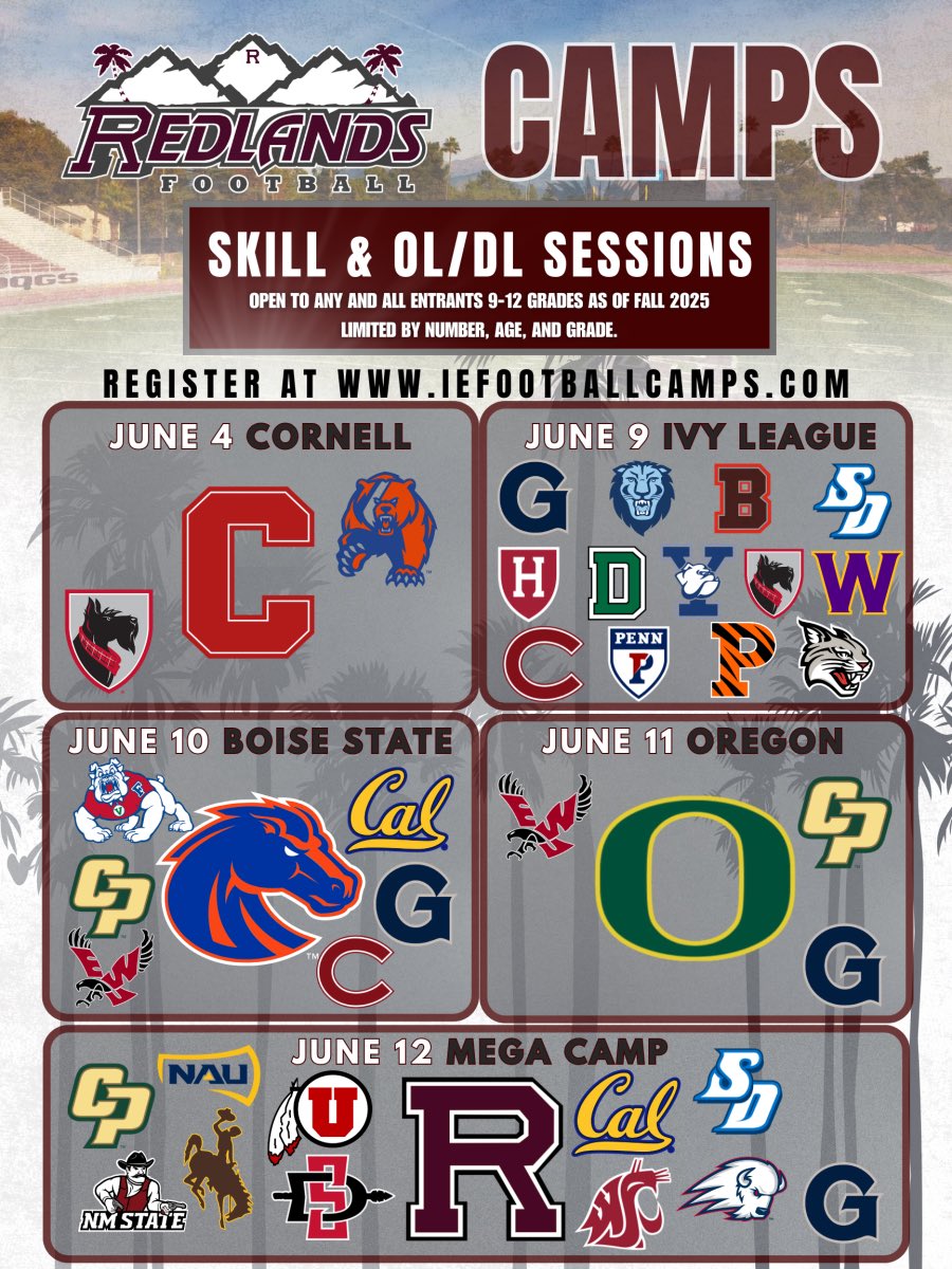 Clayton Neal (@claytonneal36) on Twitter photo I will be attending June 4th and June 9th at Redlands football camp this summer can’t wait to compete🙏<a href="/UofR_Football/">Redlands Bulldog Football</a> I will be attending June 4th and June 9th at Redlands football camp this summer can’t wait to compete🙏<a href="/UofR_Football/">Redlands Bulldog Football</a>