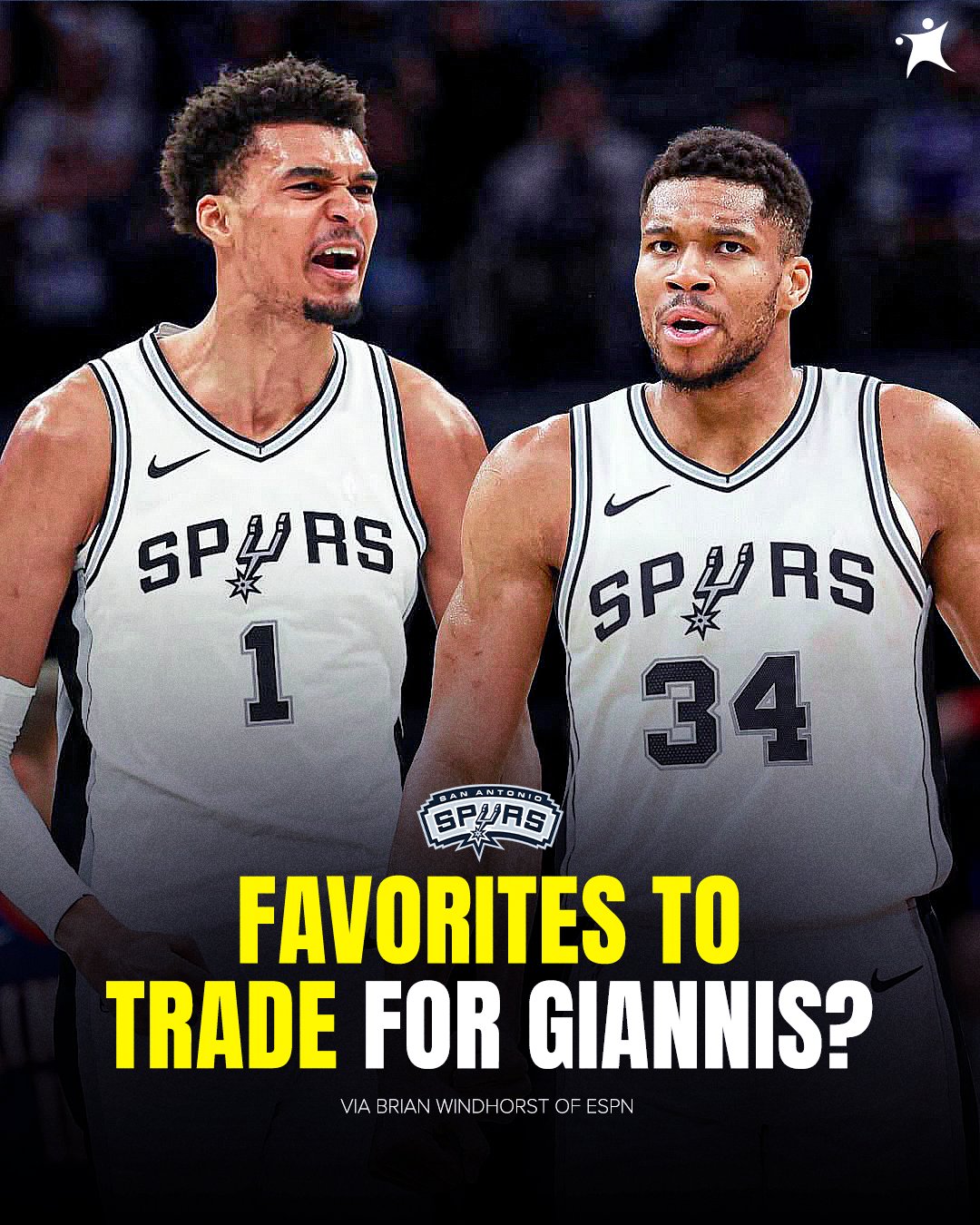 BasketNews on X: "Spurs emerge as the favorites to trade for Giannis Antetokounmpo after NBA Draft Lottery 😮 https://t.co/aoHVH8UjvJ" / X