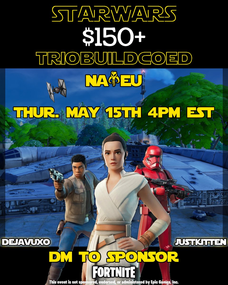 Star Wars Trio Build Coed 

Thursday 15th 4pm EST

How to play:

✨RT this &amp; follow
✨Reply your trio

Dm to add to prize pool!