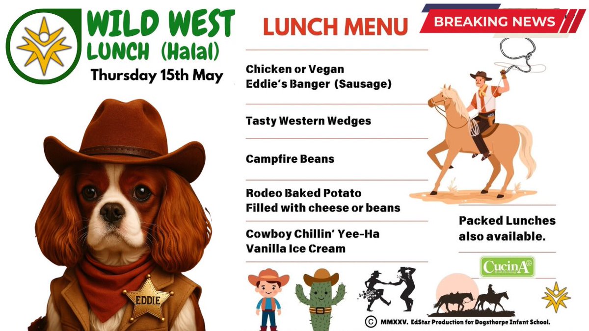 Dogsthorpe Infant School (@dogsthorpe_edu) on Twitter photo Coming Thursday 15th May 2025 at Dogsthorpe Infant School. Every lunch for every child is #free of charge.
Join āSheriff Eddieā for his āWild Westā themed lunch!
āYee-Harr, Partners!ā
<a href="/Dogsthorpe_Edu/">Dogsthorpe Infant School</a> is part of Hampton Academies Trust.
#DreamBelieveShine. #GrowingTogether Coming Thursday 15th May 2025 at Dogsthorpe Infant School. Every lunch for every child is #free of charge.
Join āSheriff Eddieā for his āWild Westā themed lunch!
āYee-Harr, Partners!ā
<a href="/Dogsthorpe_Edu/">Dogsthorpe Infant School</a> is part of Hampton Academies Trust.
#DreamBelieveShine. #GrowingTogether