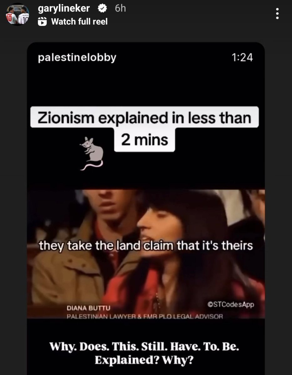 Gary Lineker sharing an antisemitic video and an accompanying image that portrays Jews as rats. He is a disgusting antisemite.