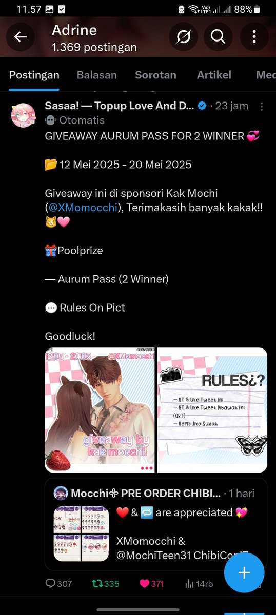 adrinemarmel's tweet photo. @_sasaily @XMomocchi Maaciw GA ny ka mochii 💖💖 smga rzki ny lncar dan jualan ny jga laris https://t.co/xcSOnf96b1