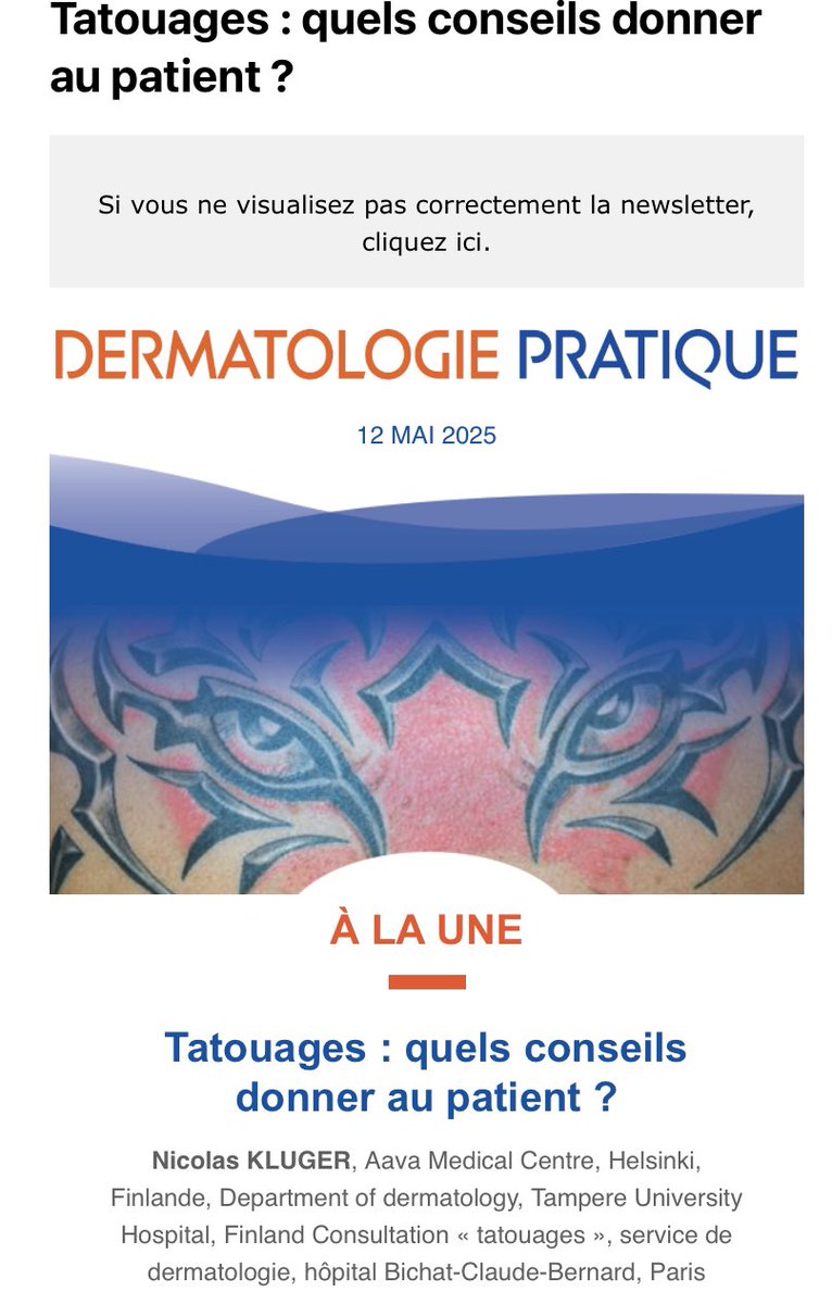 Nicølªs Kluger 🇫🇷🇫🇮 (@nicokluger) on Twitter photo Tatouages : conseils aux patients dans <a href="/dermatologie_fr/">Dermatologie Pratique</a> dermatologie-pratique.com/journal/articl… Tatouages : conseils aux patients dans <a href="/dermatologie_fr/">Dermatologie Pratique</a> dermatologie-pratique.com/journal/articl…