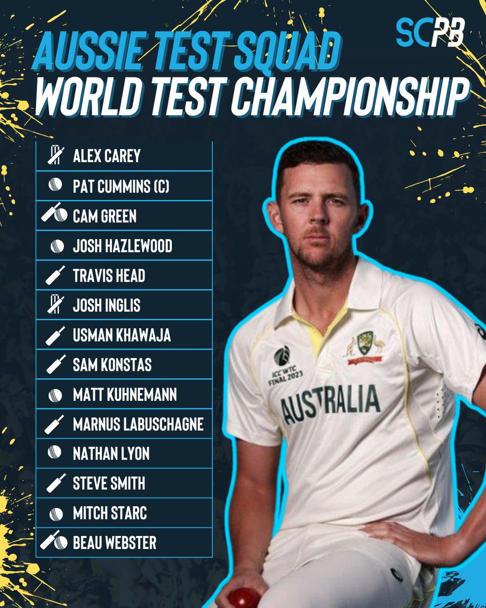 Cam Green and Josh Hazlewood return for the Aussies as they name their 15-man squad to contend the World Test Championship Final against South Africa starting in just 29 days!

Happy with the squad?

#Cricket #WorldTestChampionship #WTC2025