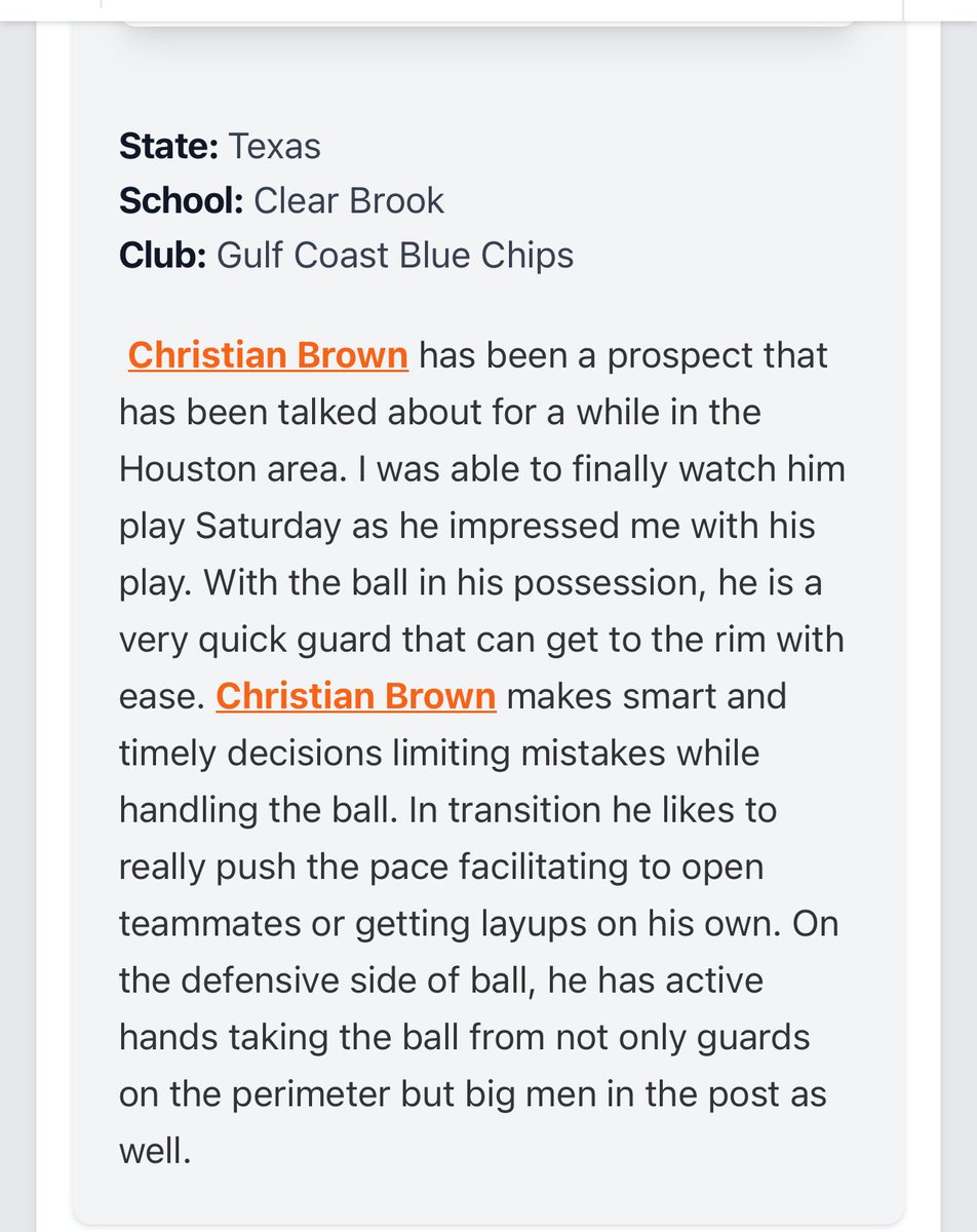 JOEY CHRISTIAN BROWN (@teambrownhtx) on Twitter photo ✍🏽 📈 ‘27 Christian Brown @h@PrepHoopsTX <a href="/PHCircuit/">Prep Hoops Circuit 🏀</a> <a href="/ClearBrookHoops/">Clear Brook Hoops</a> <a href="/Hoops2027/">UA BLUE CHIPS 2027</a> <a href="/CoachJD_Will/">Johnnie Williams</a> <a href="/BlueChipsCEO/">Clyde “CJ” Jackson</a> ✍🏽 📈 ‘27 Christian Brown @h@PrepHoopsTX <a href="/PHCircuit/">Prep Hoops Circuit 🏀</a> <a href="/ClearBrookHoops/">Clear Brook Hoops</a> <a href="/Hoops2027/">UA BLUE CHIPS 2027</a> <a href="/CoachJD_Will/">Johnnie Williams</a> <a href="/BlueChipsCEO/">Clyde “CJ” Jackson</a>