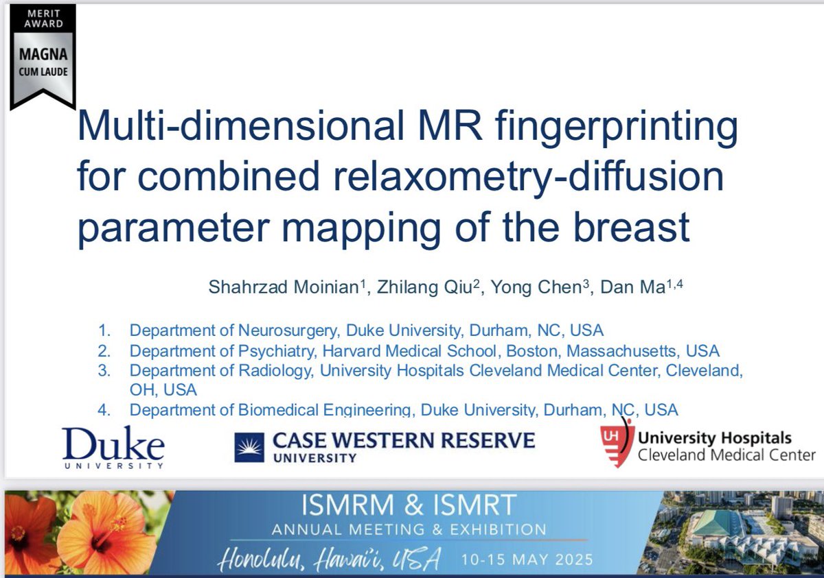 Hi #ISMRM2025 folks! Overwhelmed by all the brain MRI advances—and looking for something even more challenging (and fun, IMO)?! I got you covered!
Join the MR Fingerprinting session, Wed at 13:30, where I’ll present our new relaxometry-diffusion mapping for breast imaging.