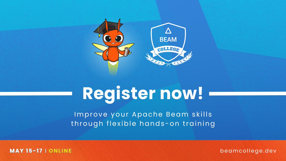beam_college's tweet image. 🚨Beam College 2025 starts in 2 days! 

Join us online from May 15th to 18th for a free, hands-on event to explore or advance your skills with #ApacheBeam🐝🎓 

Get ready for 2 days of training sessions ➕ 2 more days of a dynamic hackathon.

🔗 beamcollege.dev