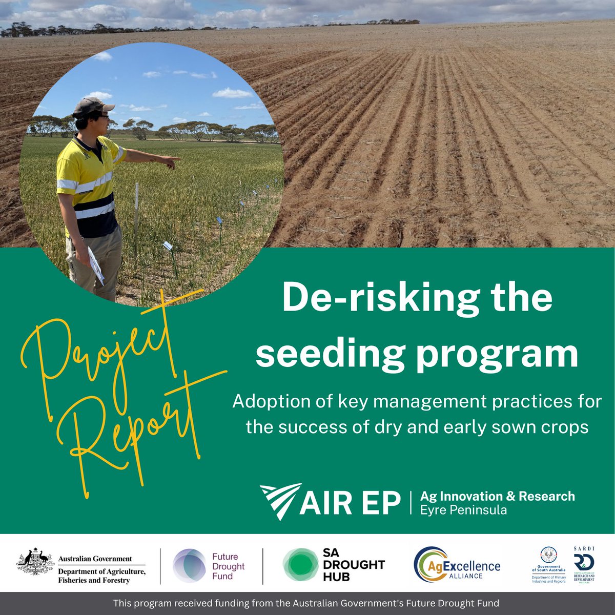 Ag Innovation & Research Eyre Peninsula (@ag_eyre) on Twitter photo Results are in for the 2024 season of the De-risking the seeding program. Read all about the 2024 trials bit.ly/3BCyeoUin or in the Eyre Peninsula Farming Systems Summary.
#FutureDroughtFund
<a href="/Ag_Excellence/">Ag Excellence</a>
<a href="/SADroughtHub/">SA Drought Resilience Adoption and Innovation Hub</a>
<a href="/SA_PIRSA/">PIRSA</a>
<a href="/DAFFgov/">Department of Agriculture, Fisheries and Forestry</a> Results are in for the 2024 season of the De-risking the seeding program. Read all about the 2024 trials bit.ly/3BCyeoUin or in the Eyre Peninsula Farming Systems Summary.
#FutureDroughtFund
<a href="/Ag_Excellence/">Ag Excellence</a>
<a href="/SADroughtHub/">SA Drought Resilience Adoption and Innovation Hub</a>
<a href="/SA_PIRSA/">PIRSA</a>
<a href="/DAFFgov/">Department of Agriculture, Fisheries and Forestry</a>