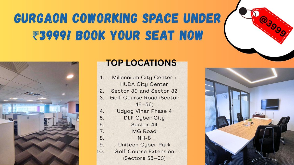 kumar_sonu43360's tweet photo. "Say goodbye to noisy home offices! Discover coworking spaces that inspire creativity, collaboration, and focus—all under ₹3999! 💻✨ #AffordableCoworking #GurgaonBusiness" https://t.co/0LXmrd5gVQ