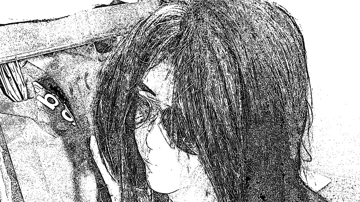 CHANNAKAJIMA's tweet image. Here&apos;s a photo of Sachiko drawn with hair hanging over her face.
Can the AI draw a complete face from this?...
#AI #fixes #photos