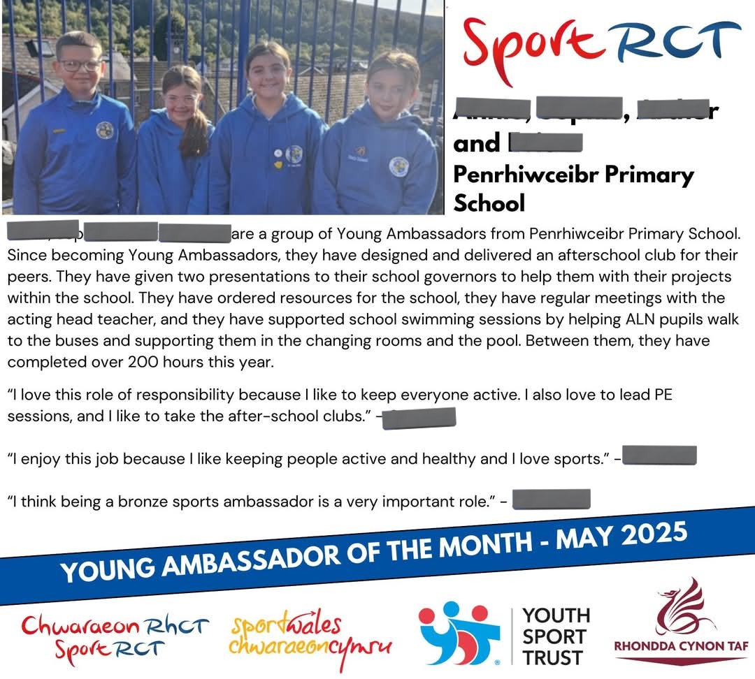 penrhiwceibr's tweet image. A HUGE CONGRATULATIONS to our Bronze Ambassadors in y5/6, who have been recognised for their hard work and dedication to leading a healthy and active lifestyle in our school 👏🏻👏🏻👏🏻 #GoodExamples #HealthyConfidentIndividuals @SportRCT