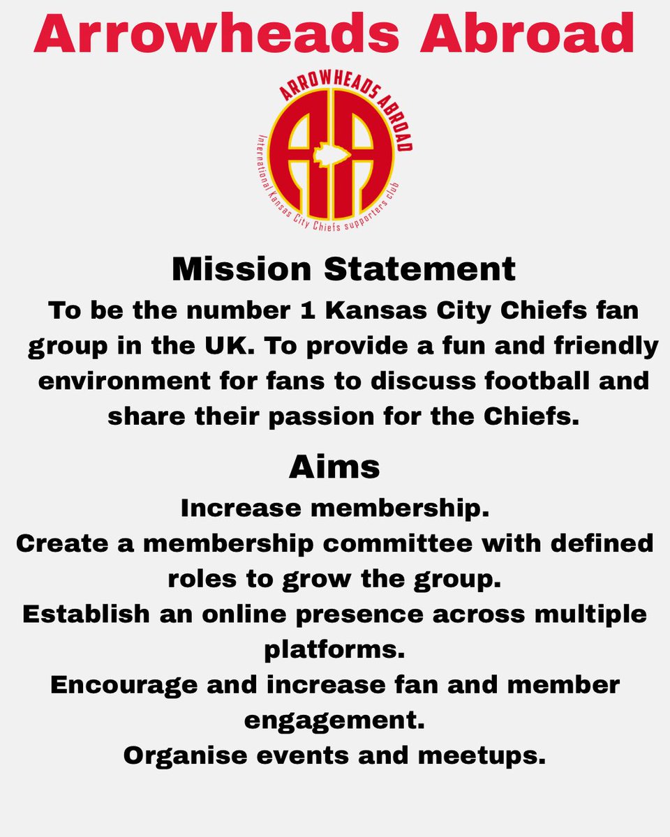 🚨 Calling all UK based <a href="/Chiefs/">Kansas City Chiefs</a> fans 🚨

Arrowheads Abroad is brilliant. But we need YOUR help to be bigger &amp; better.

We want to be THE place for #ChiefsKingdom in the UK. Join us on Zoom this Sunday to hear our plans &amp; help shape our future.

📆 Sun May 18
🕣 7pm (UK)
💻 ZOOM