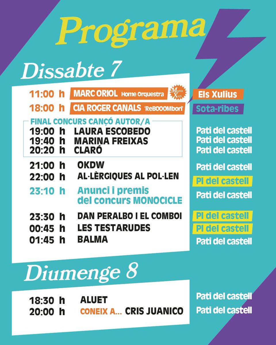 monocicle_ribes's tweet image. 🤟🏾🔥☝🏽Iep! Ja tenim horaris dw concerts del festival!
Apunteu i veniu!
Entrades a monocicle.cat