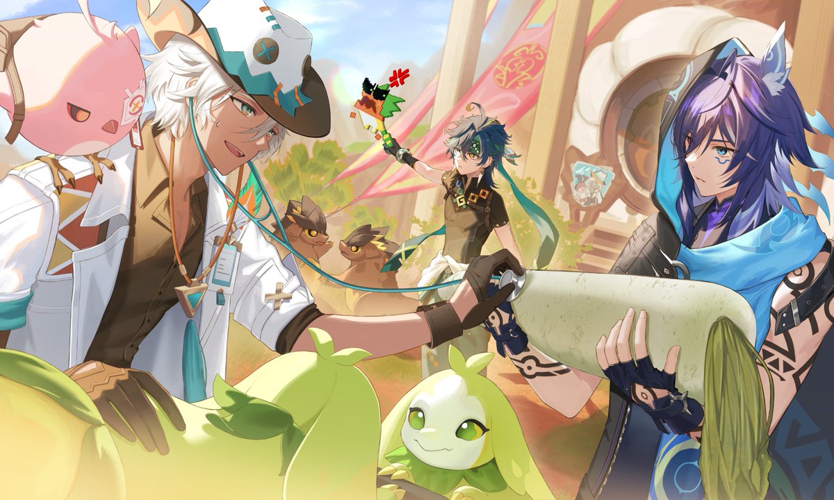 Paimon2theMoon's tweet image. &quot;I think the radish fell sick... Ifa, can you help to take a look?&quot;
&quot;Don&apos;t even think about running away, Ajaw. Ifa will examine you too.&quot;

Thanks to @_kawausoman_ for the fantastic artwork!

#GenshinImpact #Ifa #Ororon #Kinich