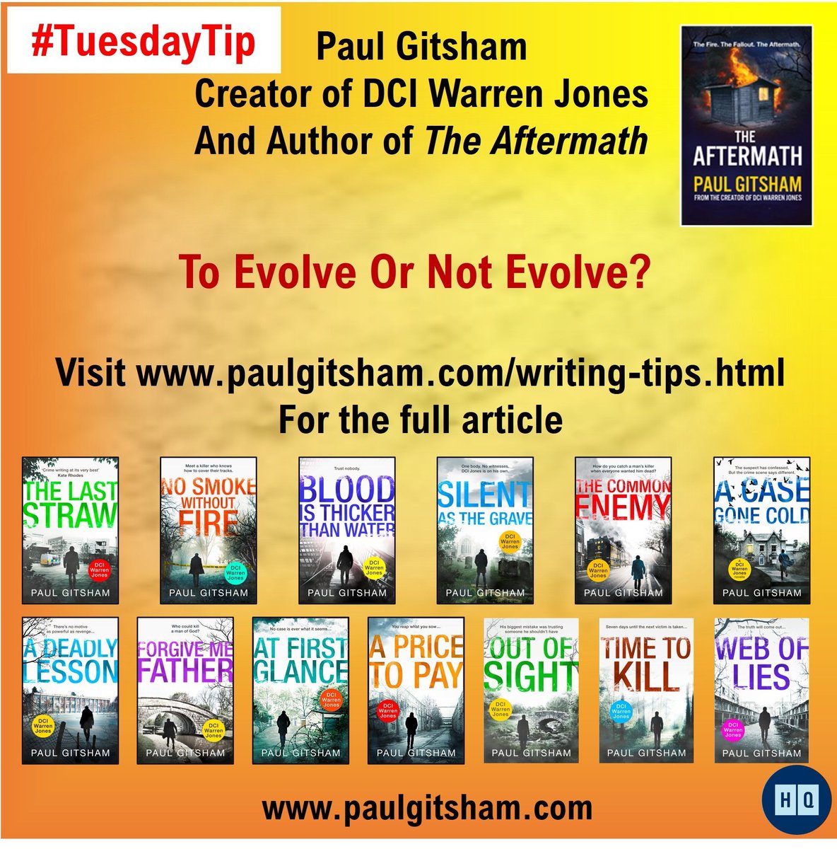 Dr Paul Gitsham (The Aftermath - out now) (@dcijoneswriter) on Twitter photo Welcome to this week's #TuesdayTip!
I might not be an expert, but after 14 books Iāve learned a thing or two.
"To Evolve Or Not Evolve"
Follow the link paulgitsham.com/writing-tips/tā¦
R U a writer with a tip? DM me
#TheAftermath
#WritingTips
<a href="/CrimeReaders/">The Crime Readersā Association</a>
@theCWA Welcome to this week's #TuesdayTip!
I might not be an expert, but after 14 books Iāve learned a thing or two.
"To Evolve Or Not Evolve"
Follow the link paulgitsham.com/writing-tips/tā¦
R U a writer with a tip? DM me
#TheAftermath
#WritingTips
<a href="/CrimeReaders/">The Crime Readersā Association</a>
@theCWA