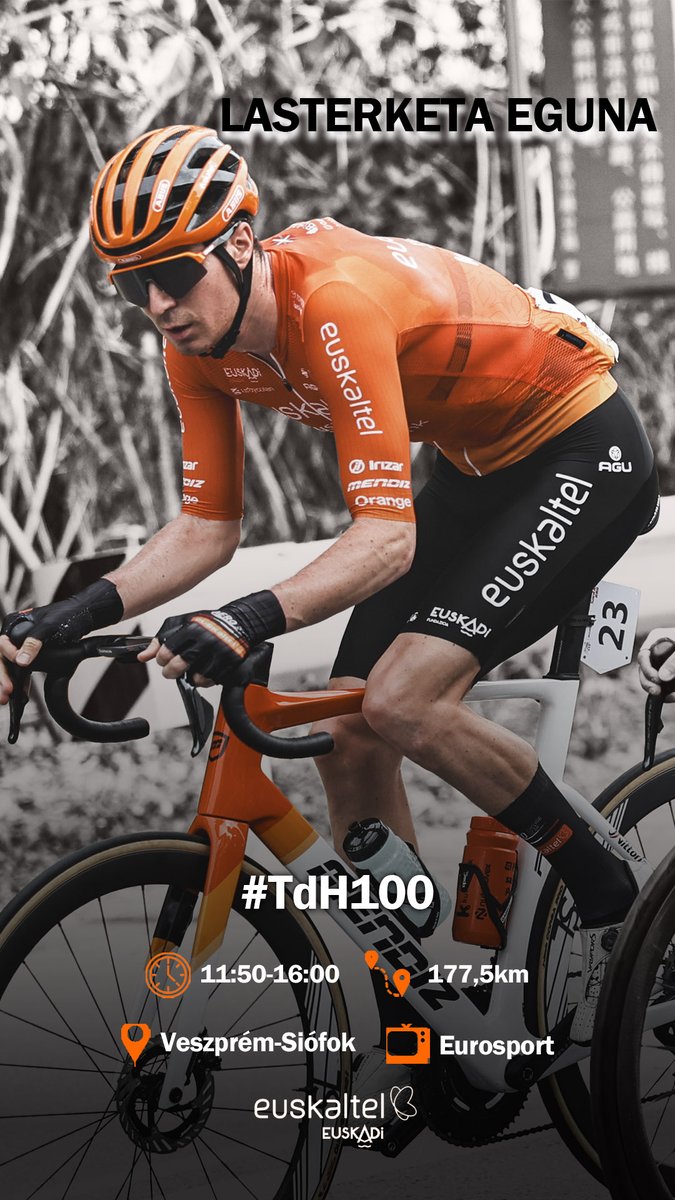 #TdH100

⏰🏳️ 11h50
🚴‍♂️ 177,5km
⏰🏁 16h00
🚩 Veszprém-Siófok

📺 Eurosport

#4JDD 

⏰🏳️ 12h15
🚴‍♂️ 178,7km
⏰🏁 16h45
🚩Avesnes s/ Helpe-Crepy en Valois

📺 France TV + Eurosport

#EuskaltelEuskadi