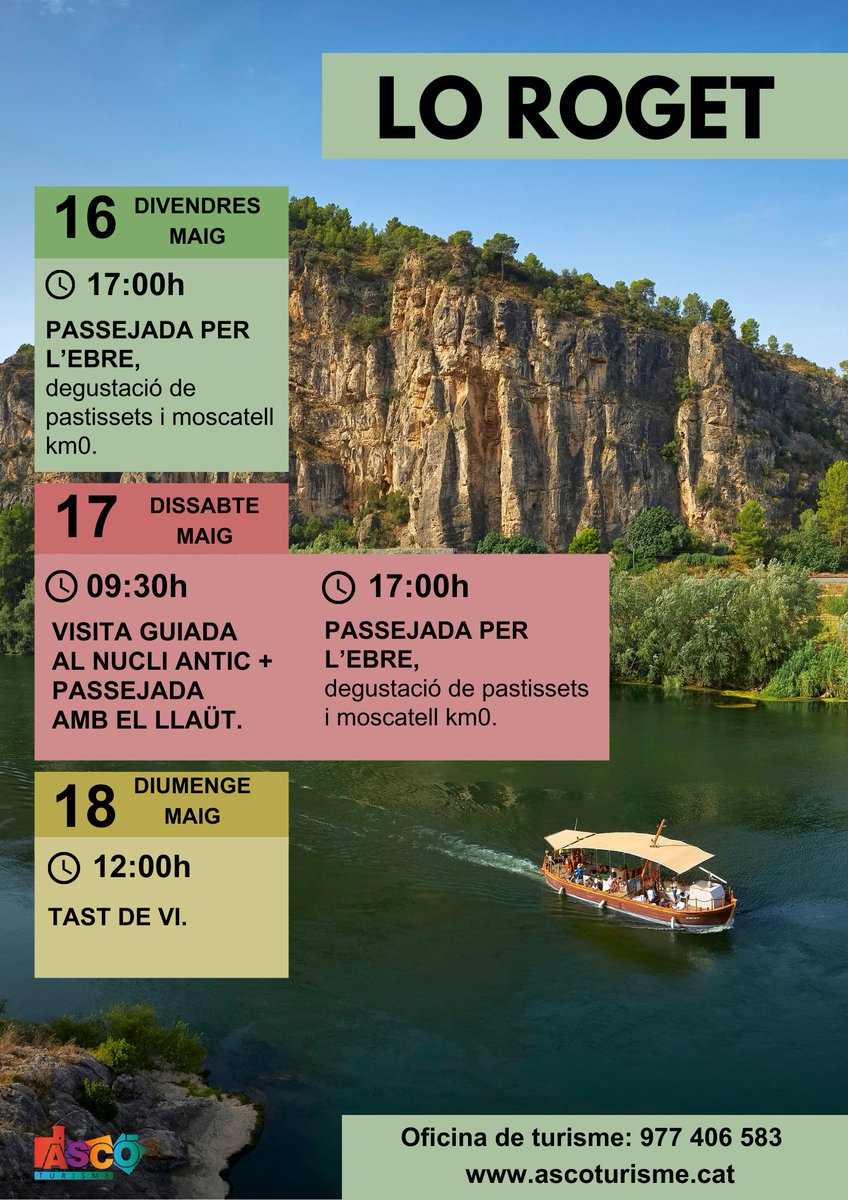 Cada trajecte a bord de #LoRoget és un viatge entre natura i història a través dels espectaculars paisatges de l'#Ebre! ⛵🌿

👉 Properes sortides: divendres 16, dissabte 17 i diumenge 18 de maig.

🎟️ Reserves : equipaments.asco.cat/events

#catalunyaexperience #terresdelebre