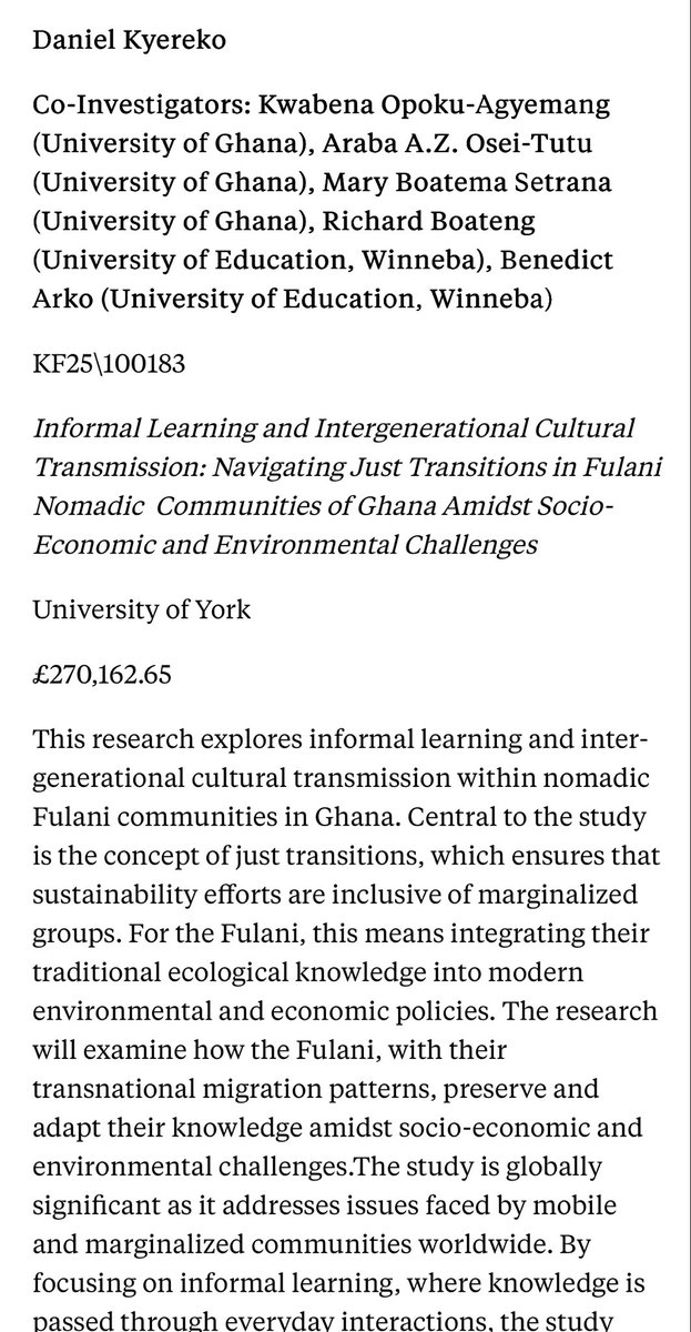 Pleased to announce that I’m part of a research team that won a grant to investigate the relationship between storytelling and education among nomadic Fulani communities in Ghana.