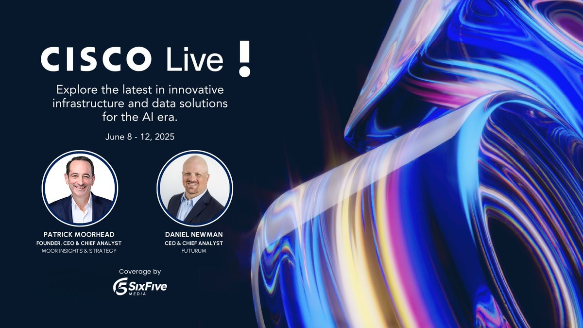 Six Five Media (@thesixfivemedia) on Twitter photo 📹 Coming soon from #CiscoLive 2025!
<a href="/PatrickMoorhead/">Patrick Moorhead</a> & @DanielNewmanUV will sit down with Cisco execs + industry trailblazers to talk future vision, AI, and what’s next for business.
Big interviews. Big insights. Stay tuned. 👀 📹 Coming soon from #CiscoLive 2025!
<a href="/PatrickMoorhead/">Patrick Moorhead</a> & @DanielNewmanUV will sit down with Cisco execs + industry trailblazers to talk future vision, AI, and what’s next for business.
Big interviews. Big insights. Stay tuned. 👀