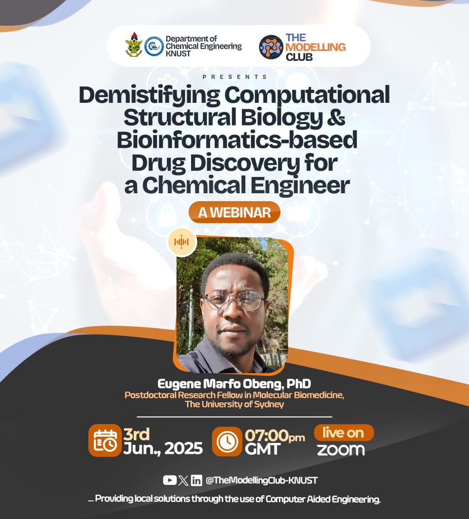 ClubModelling's tweet image. Explore how computational methods and bioinformatics are shaping the future of drug discovery and how chemical engineers can drive innovation in this space with TMC🚀
Seize this chance to learn something new✍️
📅Date: 3rd June, 2025
🕔Time: 7:00 PM GMT
📍Platform: Zoom (Live)