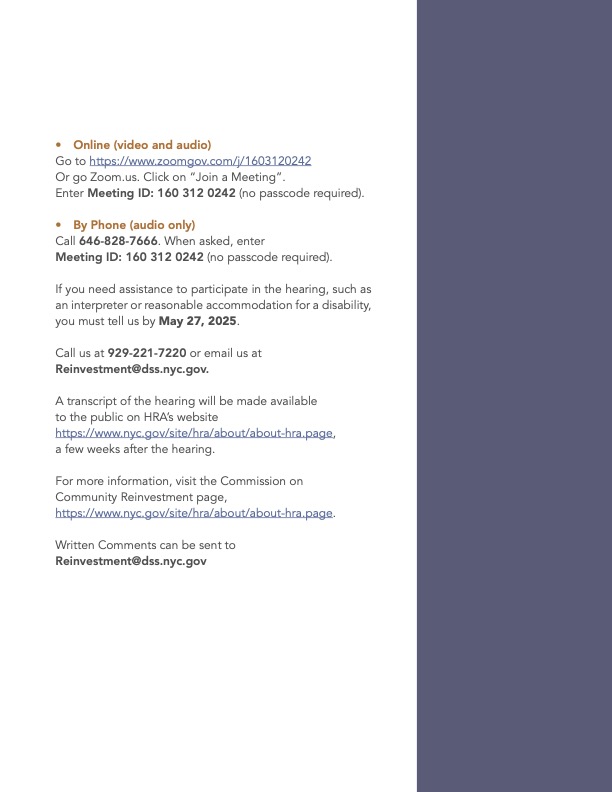 Homeless Services (@nycdhs) on Twitter photo ICYMI:🗣️Join us for the Commission on Community Reinvestment & the Closure of Rikers Island Public Hearing on 5/30, 9 AM - 11 AM!
🎤 Interested in speaking? Register by:
📞 929-221-7220
đź“§ Reinvestment@dss.nyc.gov
đź’» on.nyc.gov/4mdlzvk
#RikersClosure #CommunityReinvestment ICYMI:🗣️Join us for the Commission on Community Reinvestment & the Closure of Rikers Island Public Hearing on 5/30, 9 AM - 11 AM!
🎤 Interested in speaking? Register by:
📞 929-221-7220
đź“§ Reinvestment@dss.nyc.gov
đź’» on.nyc.gov/4mdlzvk
#RikersClosure #CommunityReinvestment