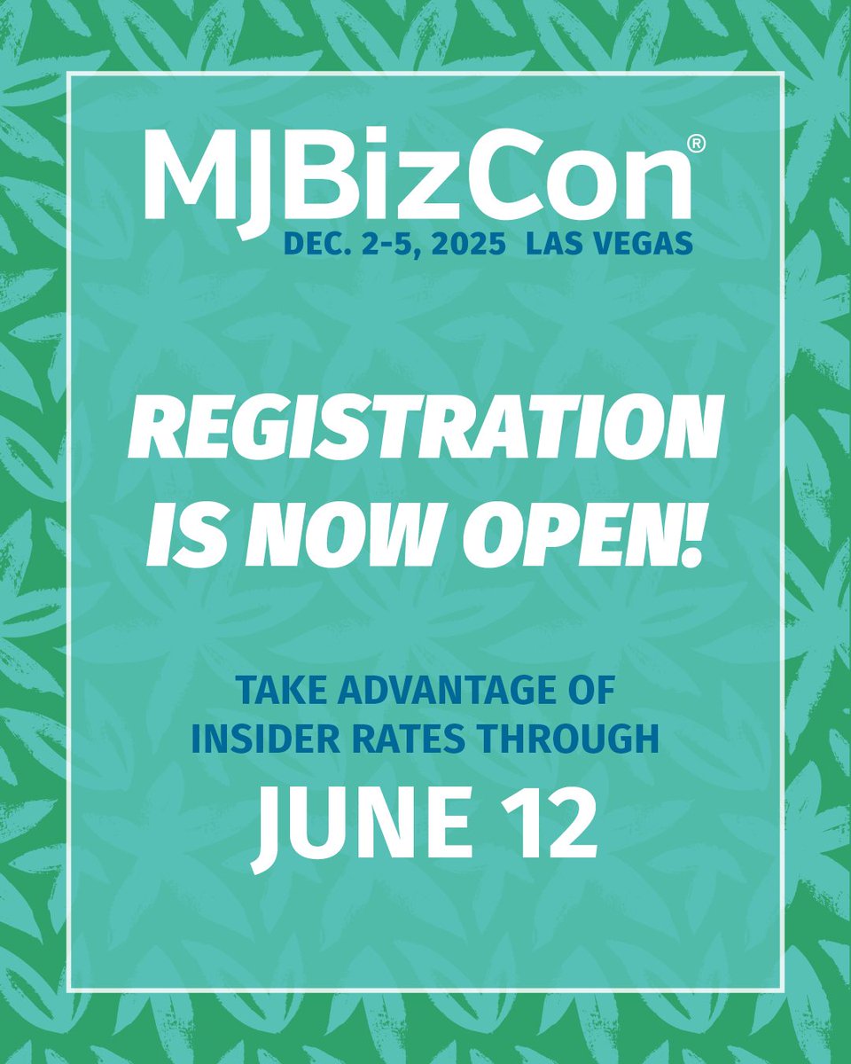 MJBizDaily's tweet image. Registration is officially OPEN for #MJBizCon 2025! 👏
 
Ready to grow your cannabis business? You&apos;ve come to the right place because MJBizCon is your one-stop-shop. It&apos;s the industry’s largest expo, conference and networking event, all under one roof.
 
📅 December 2-5, 2025
📍…