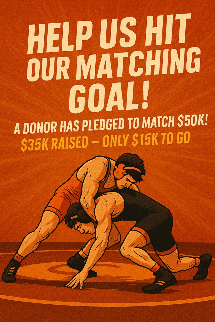 $35K in pledged gifts w/out a single social media post — just $15K more unlocks a $50K match!

THATS RIGHT - a donor is ready to double your impact‼️

DM me what you can pledge to help.  
Wrestling world — every gift, big or small, makes a difference!

Giving link coming 🔜