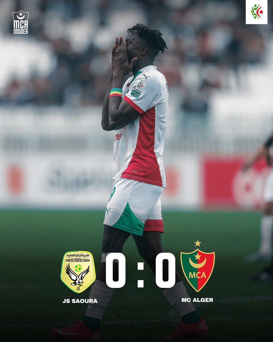 MouloudiaCA's tweet photo. 90+4’ | FULL-TIME نهاية المباراة
شبيبة الساورة 0️⃣ ✘ 0️⃣ مولودية الجزائر
#JSSvsMCA #TeamMCA 🟩🟥 https://t.co/UUO6q1ZafU