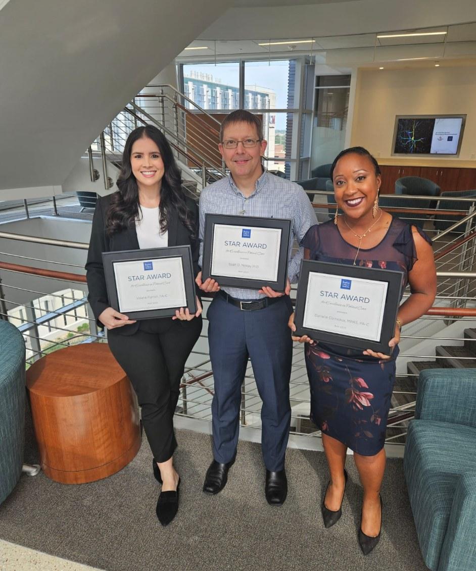 BCMOrtho's tweet image. Huge congratulations to our Valerie Parrish, PA-C, Dr. Scott McKay, and Danielle Comeaux, PA-C for being awarded the Star Faculty Award for Excellence in Patient Care!⭐ This award recognizes faculty members who demonstrate an outstanding commitment to our patient care mission.👏