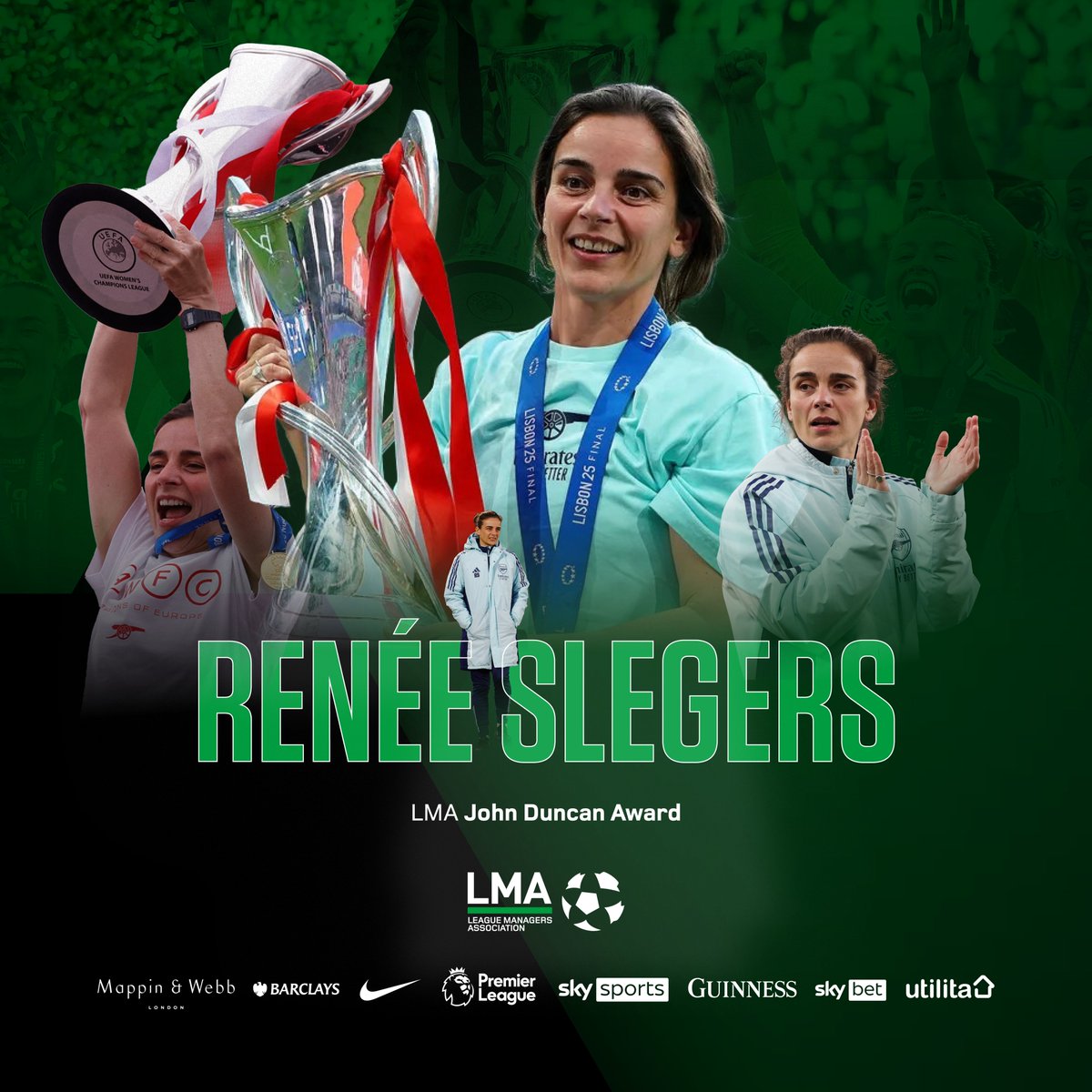 LMA (@lma_managers) on Twitter photo Congratulations to <a href="/ArsenalWFC/">Arsenal Women</a> Manager Renรฉe Slegers on receiving the John Duncan Award!
In presenting this award, the LMA recognises those who have achieved historic and notable successes for their clubs this season.
#LMAAnnualAwards | <a href="/SkySports/">Sky Sports</a> Congratulations to <a href="/ArsenalWFC/">Arsenal Women</a> Manager Renรฉe Slegers on receiving the John Duncan Award!
In presenting this award, the LMA recognises those who have achieved historic and notable successes for their clubs this season.
#LMAAnnualAwards | <a href="/SkySports/">Sky Sports</a>