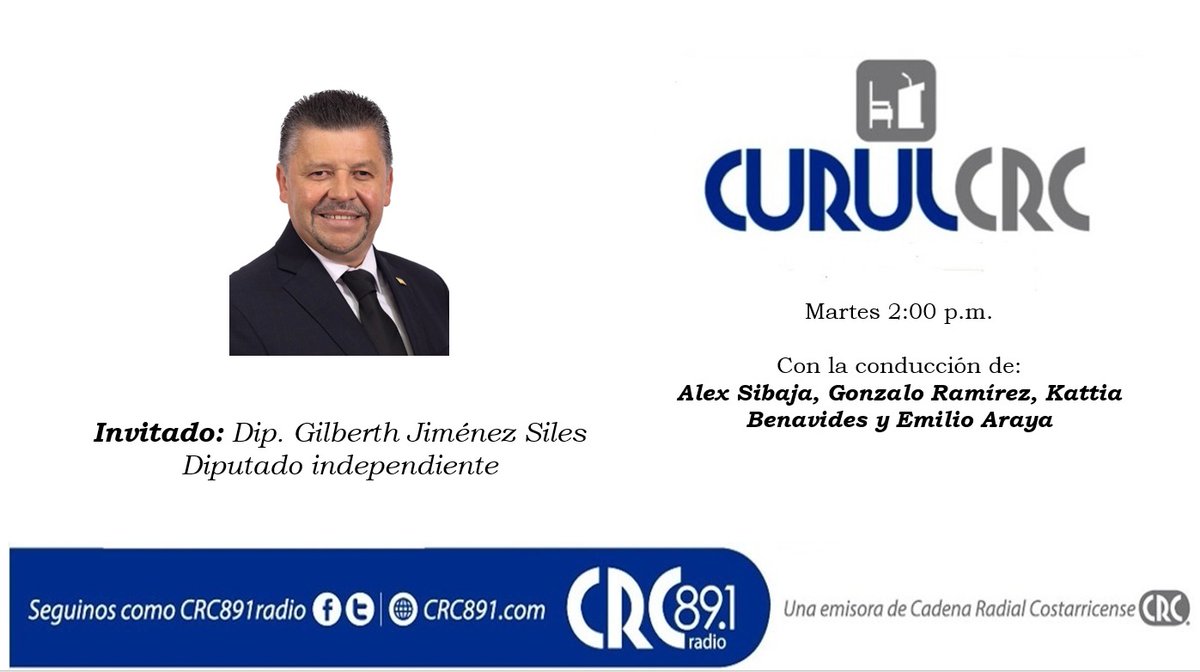 CurulCRC's tweet photo. ¡Iniciamos edición de Martes! 🎙

Invitado: 
@GilberthSiles

Conducen:
@alexsibajag
@Kabemo
@EmilioArayaS

📻: @CRC891Radio

📲 :https://t.co/ep05lFxPcC https://t.co/fKyaQ7XjjY