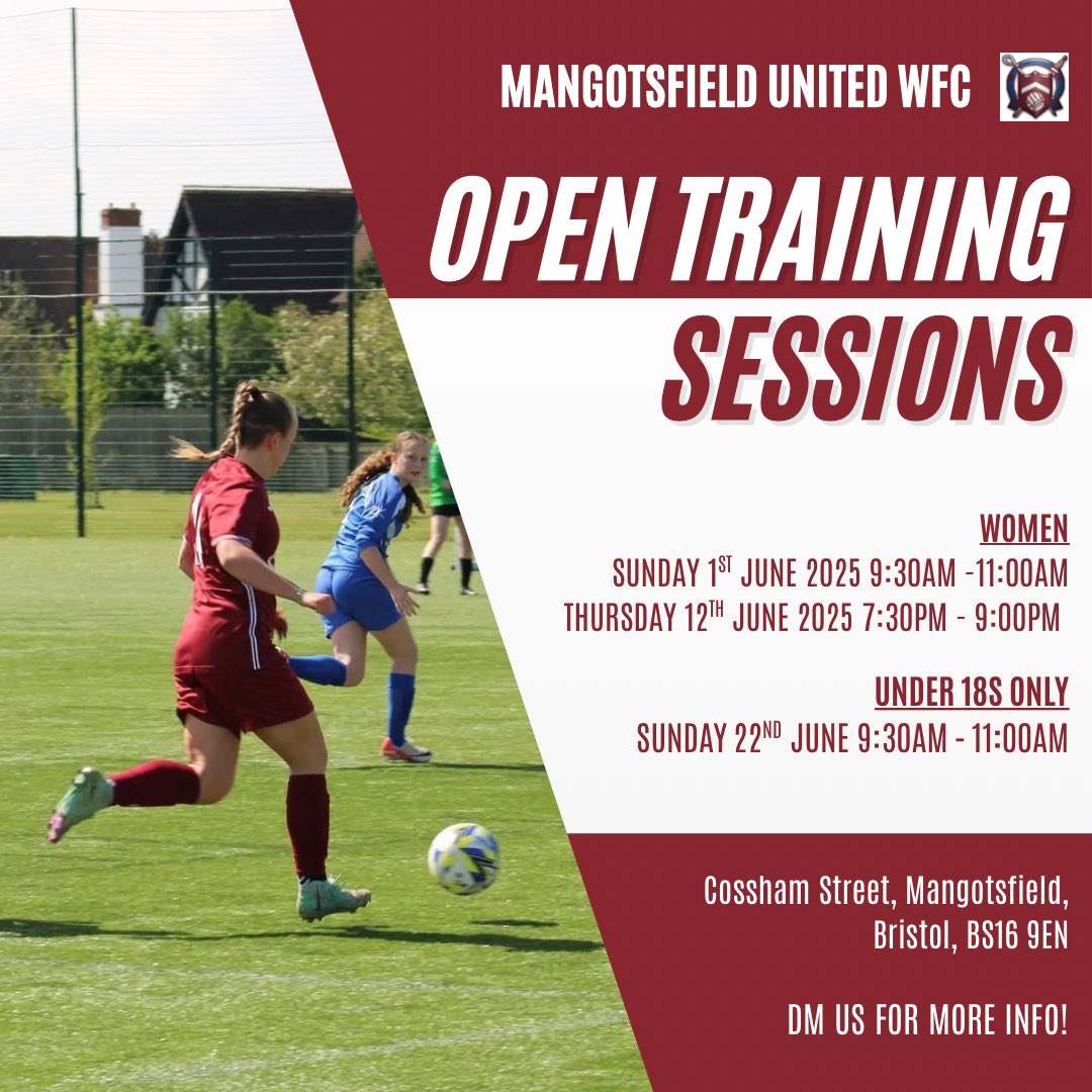 Join us for the 25/26 season!

We’re excited to announce open training sessions as we recruit for our Women’s and U18s teams!📢

Whether you're ready to hit the pitch or just want more info, DM us today — we can’t wait to see you there! ⚽