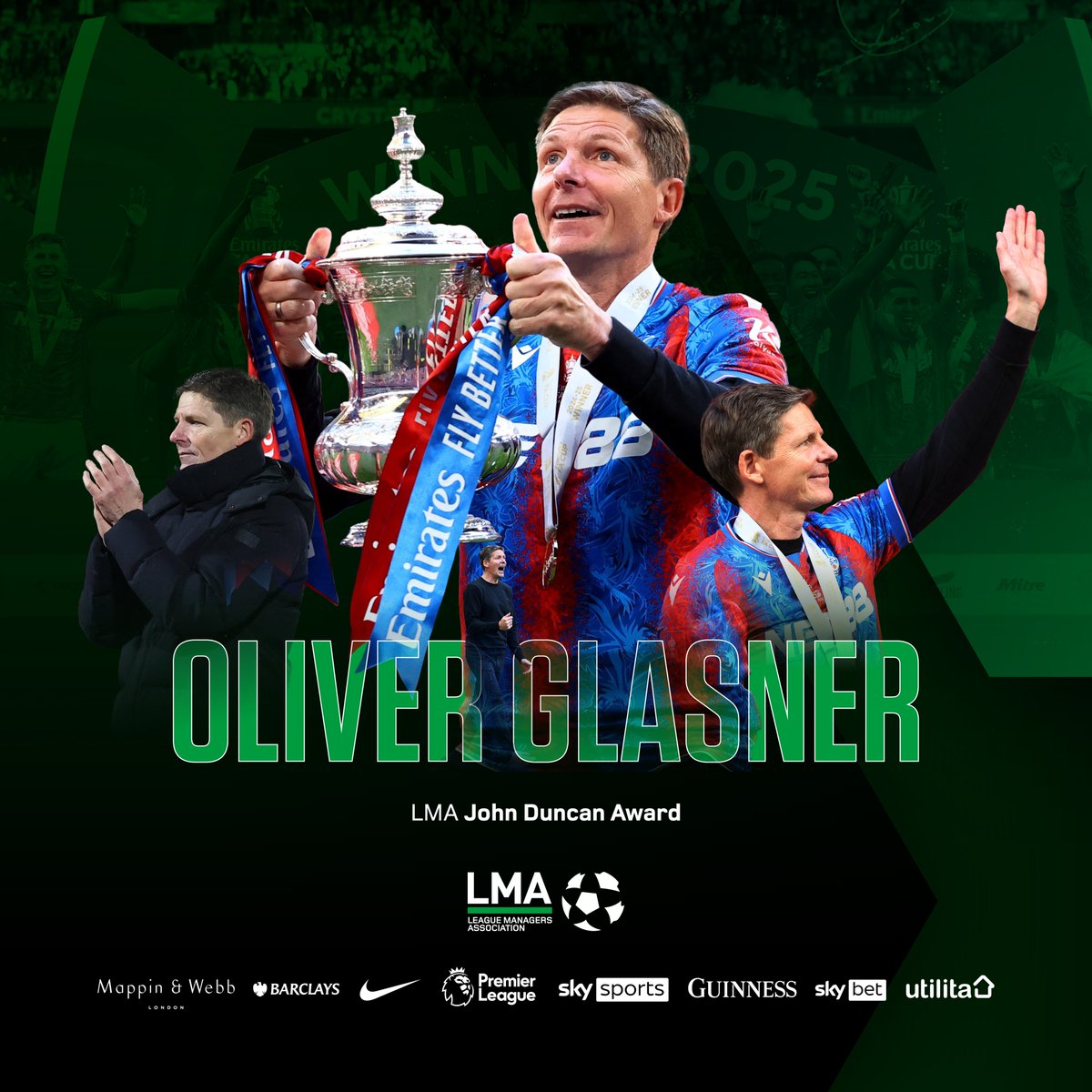LMA (@lma_managers) on Twitter photo Congratulations to <a href="/CPFC/">Crystal Palace F.C.</a> Manager Oliver Glasner on receiving the John Duncan Award!
In presenting this award, the LMA recognises those who have achieved historic and notable successes for their clubs this season.
#LMAAnnualAwards | <a href="/SkySports/">Sky Sports</a> Congratulations to <a href="/CPFC/">Crystal Palace F.C.</a> Manager Oliver Glasner on receiving the John Duncan Award!
In presenting this award, the LMA recognises those who have achieved historic and notable successes for their clubs this season.
#LMAAnnualAwards | <a href="/SkySports/">Sky Sports</a>