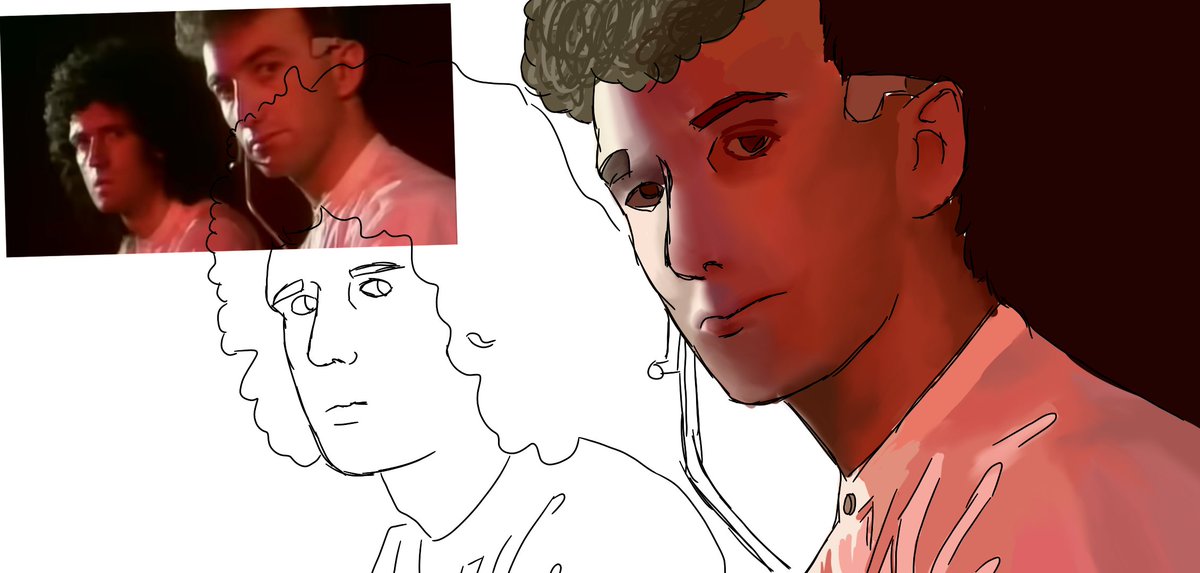 deaconfann's tweet photo. ジョン・ディーコンとブライアン・メイの進行中の絵。♡♡♡♡ 早く終わらせたい https://t.co/JNxTeCeU0X