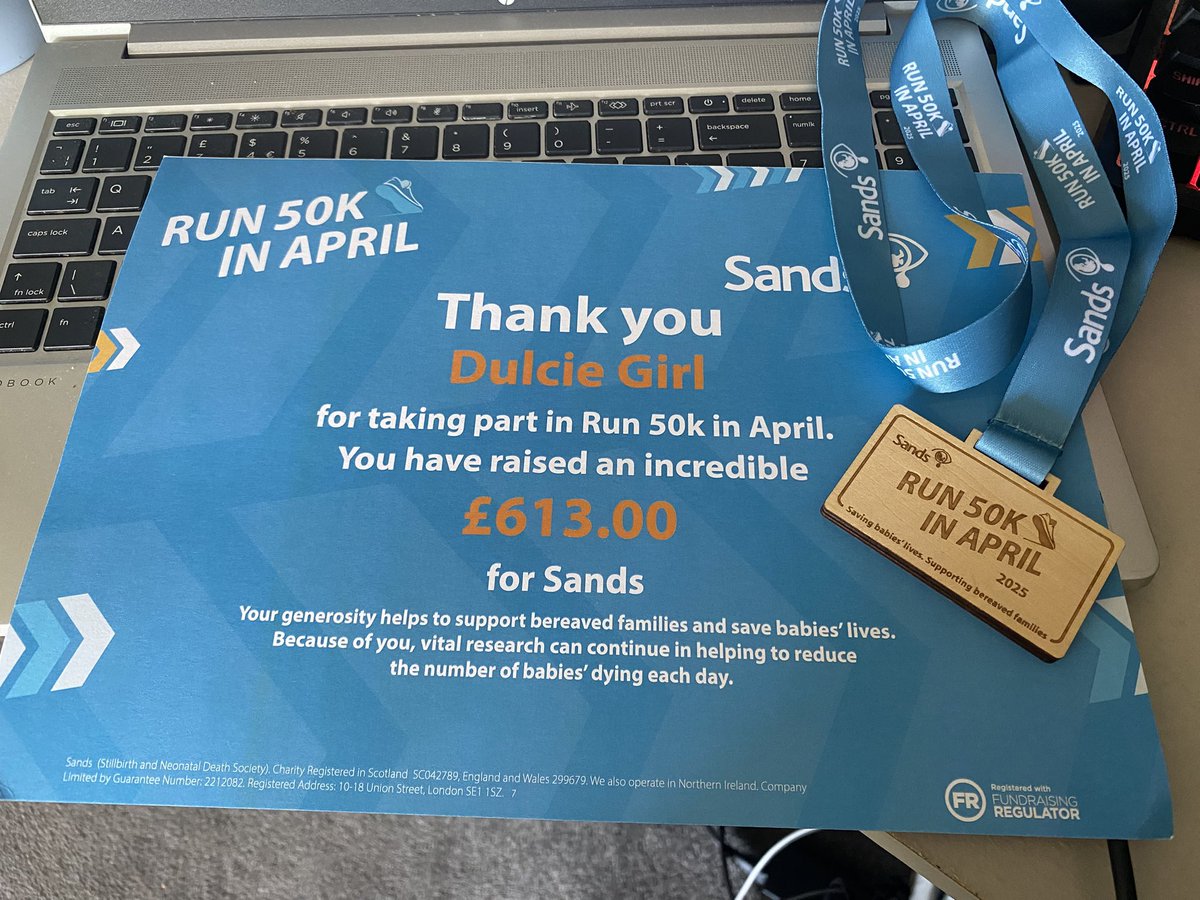 Dukesy (@dukesy91) on Twitter photo Received our certificate and medal from <a href="/SandsUK/">Sands - baby loss charity 💜🧡</a>
50k 🏃in April
£613 raised
Big thanks to all those that donated 🫶 Received our certificate and medal from <a href="/SandsUK/">Sands - baby loss charity 💜🧡</a>
50k 🏃in April
£613 raised
Big thanks to all those that donated 🫶