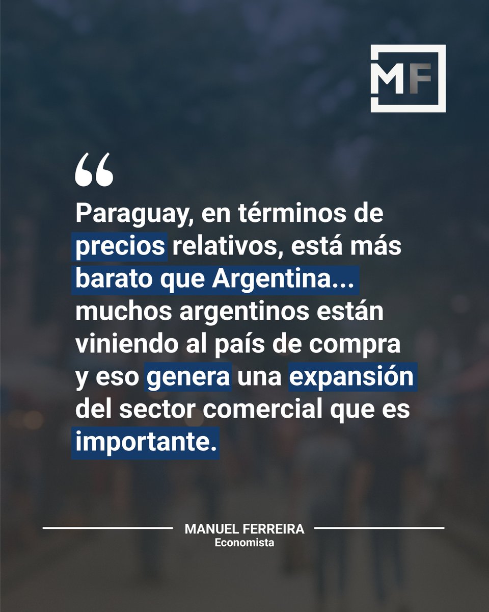 📈 El flujo de consumidores argentinos hacia Paraguay impulsa las ventas locales, especialmente en zonas comerciales.

La diferencia de precios entre ambos países se convierte en una oportunidad para dinamizar la economía.

#EconomíaParaguay
#MFEconomíaeInversiones