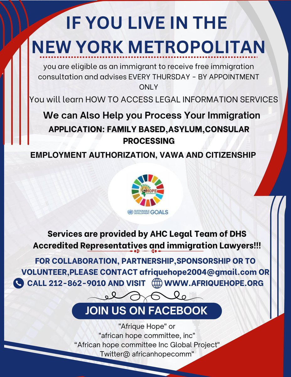 Notre maison mère AHC offre de l’assistance aux migrants.
Si vous êtes à New York et intéressé referez vous à l’affiche #sn1000AN