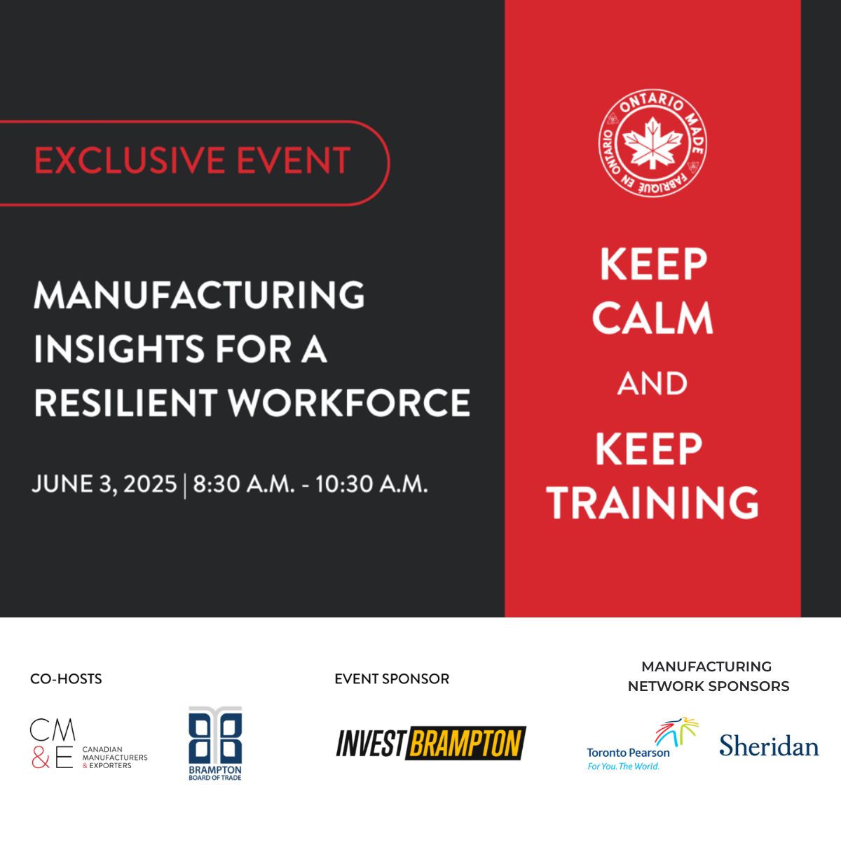 🔧 You're Invited: Manufacturing Insights for a Resilient Workforce 🔧

Join Brampton’s manufacturers, business leaders, educators, and policymakers for a dynamic breakfast event focused on the future of Ontario’s manufacturing workforce.

🔗 buff.ly/WqGPUtT