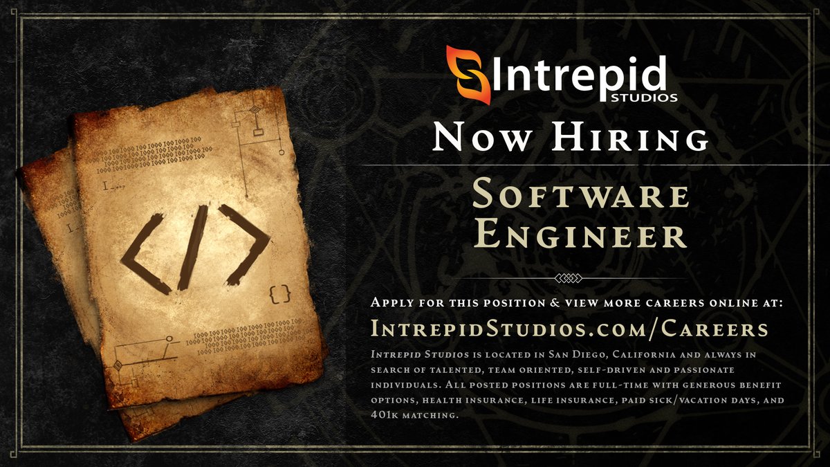 Ready to level up your career? 👇
 intrepidstudios.com/careers

🛠️ We are looking for a talented Software Engineer who can help build our MMO’s backbone! Know someone who could help us out? Send them our way!