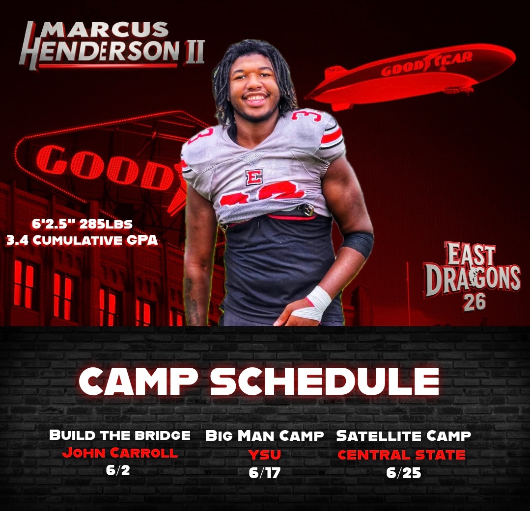 Marcus Henderson II 6' 2.5in. 285lbs D-Line '26 (@5strmarcus_33) on Twitter photo Camp Schedule so far 🙏🏿
More to come
Hudl below
hudl.com/video/3/185140…
<a href="/JCUFootball/">John Carroll Football</a> <a href="/GoMaraudersFB/">Central State Marauders Football 🏴☠️</a> <a href="/ysufootball/">Youngstown State Football</a>
#collegefootballrecruiting <a href="/neohiohsfb/">NE Ohio HSFB</a> <a href="/PrepRedzoneOH/">Prep Redzone Ohio</a> <a href="/OhioPrepsRivals/">Ohio Preps</a> <a href="/TopPreps/">College Coach / College Scout / College Recruiter</a> Camp Schedule so far 🙏🏿
More to come
Hudl below
hudl.com/video/3/185140…
<a href="/JCUFootball/">John Carroll Football</a> <a href="/GoMaraudersFB/">Central State Marauders Football 🏴☠️</a> <a href="/ysufootball/">Youngstown State Football</a>
#collegefootballrecruiting <a href="/neohiohsfb/">NE Ohio HSFB</a> <a href="/PrepRedzoneOH/">Prep Redzone Ohio</a> <a href="/OhioPrepsRivals/">Ohio Preps</a> <a href="/TopPreps/">College Coach / College Scout / College Recruiter</a>