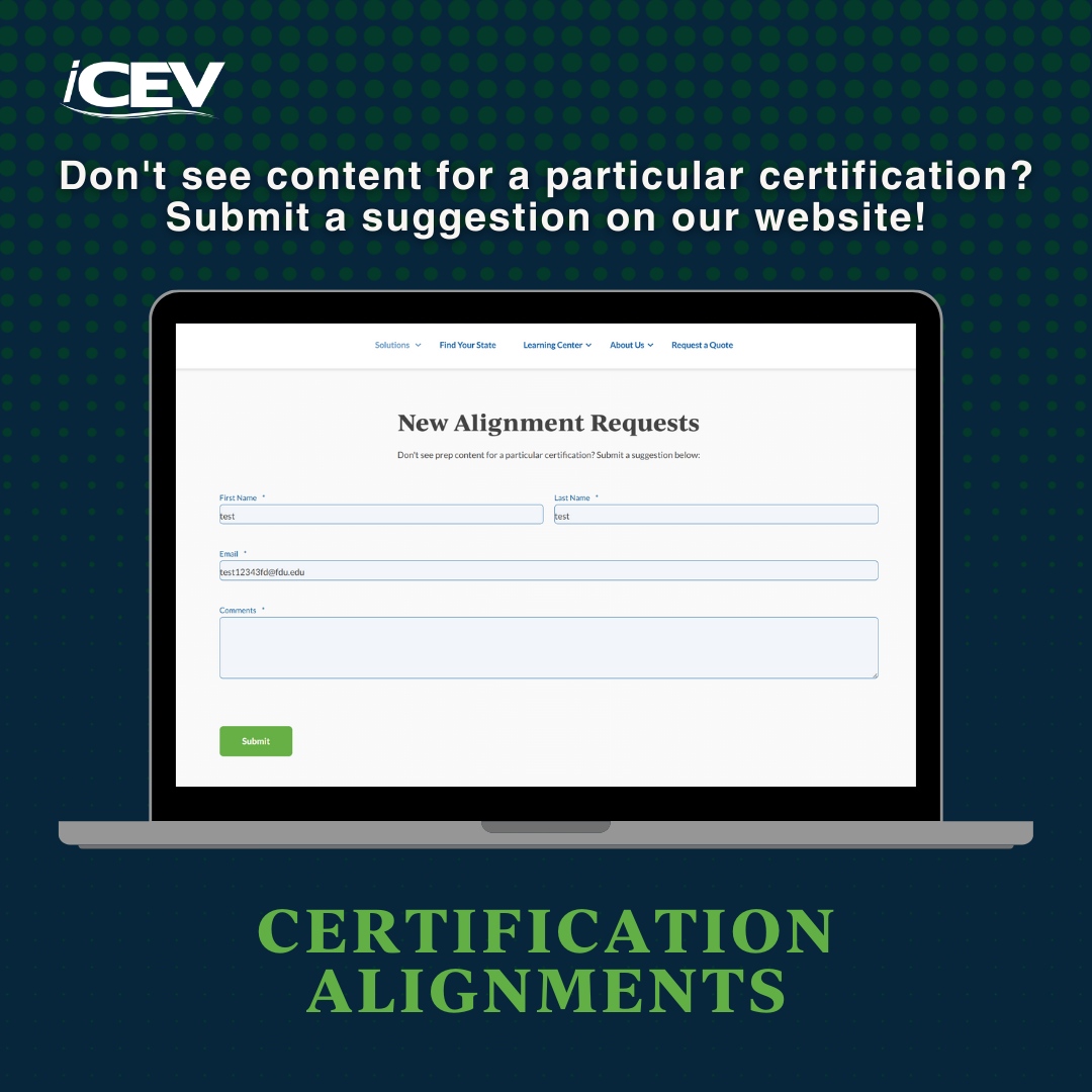 #iCEV helps educators prepare students for a wide range of industry certifications—even those not hosted on our platform. And if you don’t see what you need, you can submit a request to help guide future content.

Submit your suggestion: tinyurl.com/39wjpah8 #TheWorldNeedsCTE