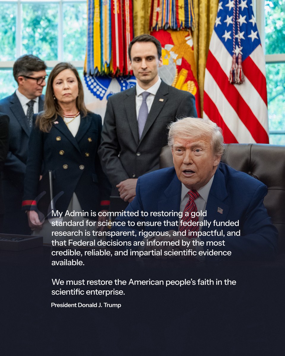 President Trump signed an Executive Order to restore Gold Standard Science. 🧬

The use of Gold Standard Science brings back integrity, transparency, &amp; innovation to American science. 👏