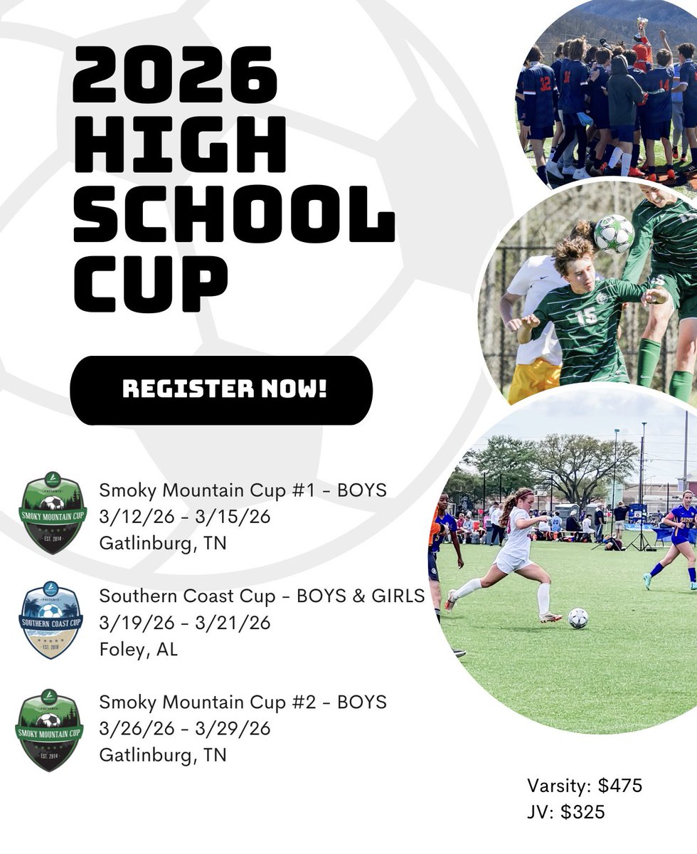 High School Cup (@high_school_cup) on Twitter photo Registration is now open for the 2026 <a href="/High_School_Cup/">High School Cup</a>ā¼ļø
Reserve your spot TODAY - highschoolcup.com
#smokymountaincup
#southerncoastcup Registration is now open for the 2026 <a href="/High_School_Cup/">High School Cup</a>ā¼ļø
Reserve your spot TODAY - highschoolcup.com
#smokymountaincup
#southerncoastcup