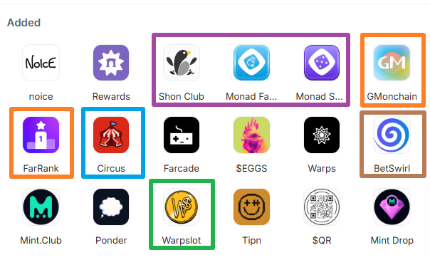 Small_DDD's tweet photo. 主要玩緊呢幾個 
Shon club/ Monad Factory / Monad Spin 
都係Monad testnet做交互  

GMonchain / FarRank 
Farcaster 做任何刷rank刷分拎空投 類似galaxy  
 
Circus  
In-app Solana dex
  
BetSwirl 博彩  

Warpslot定期入去玩老虎機會有錢拎 https://t.co/sAwKhafel3