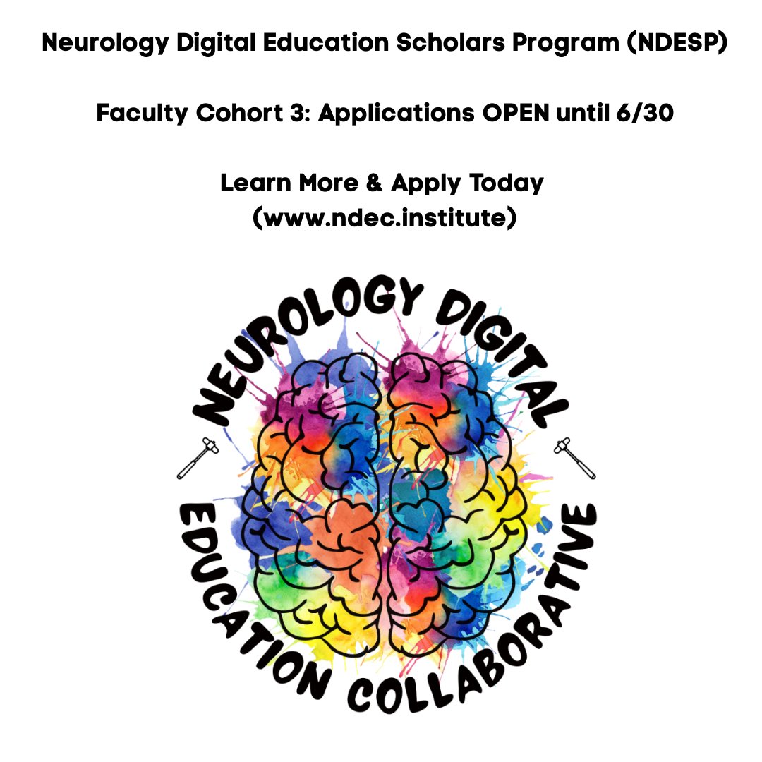 Attention Neurology Educators! 

Applications for our next cohort are due 6/30. 

Join, learn and be part of this fantastic community! (Link in the comments)