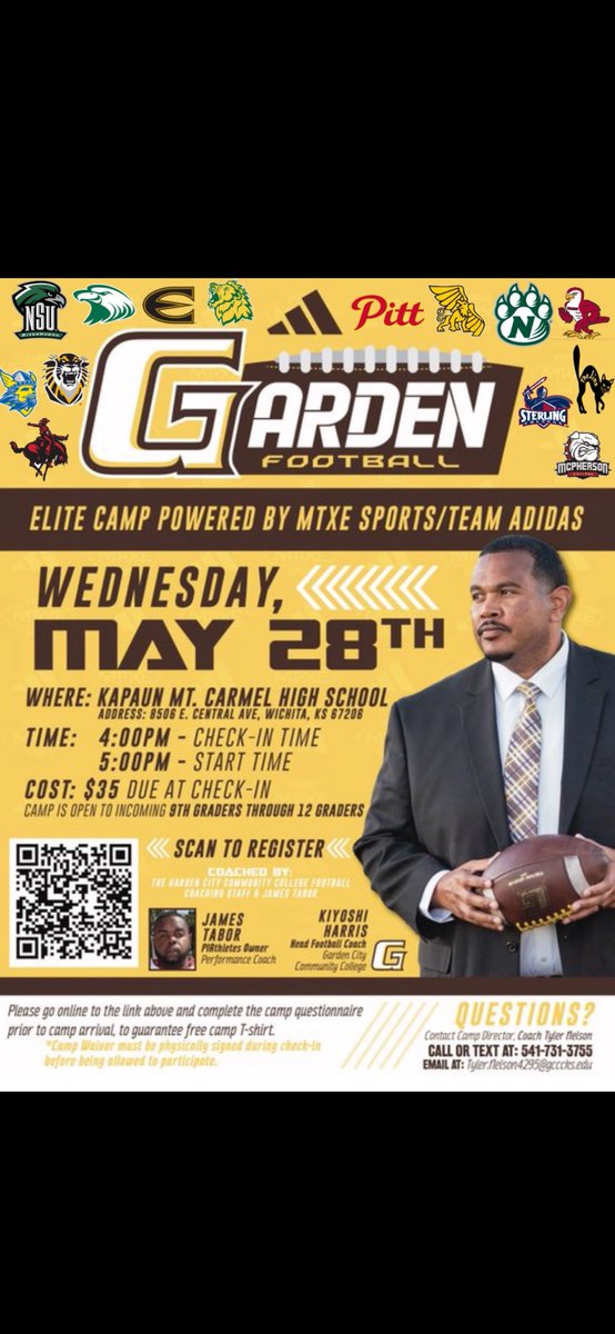 James Horn (@jameshorn4549) on Twitter photo I will be at Kapaun mt. Carmel tomorrow for the garden city college camp🦍
<a href="/coachmilleson/">CoachMilleson</a> <a href="/WichitaSEHS/">Wichita Southeast HS</a> <a href="/WSE_FB/">WSE_FOOTBALL</a> <a href="/cargile_wade/">CoolDaddyO</a> I will be at Kapaun mt. Carmel tomorrow for the garden city college camp🦍
<a href="/coachmilleson/">CoachMilleson</a> <a href="/WichitaSEHS/">Wichita Southeast HS</a> <a href="/WSE_FB/">WSE_FOOTBALL</a> <a href="/cargile_wade/">CoolDaddyO</a>